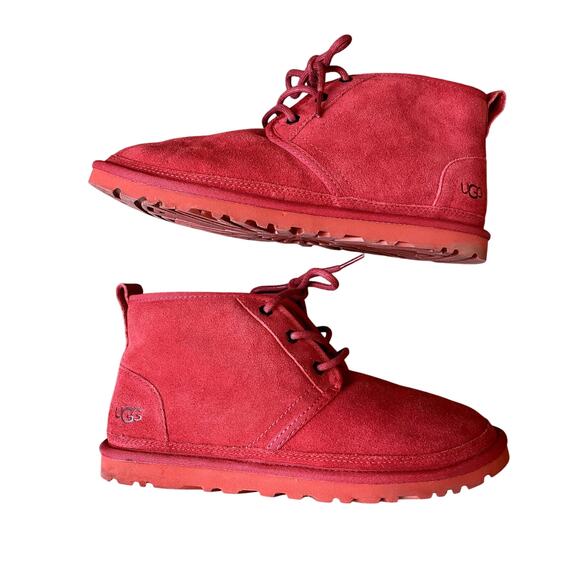 UGG Women's Cherry Red Neumel Chukka Suede Boots 8 - Picture 1 of 12